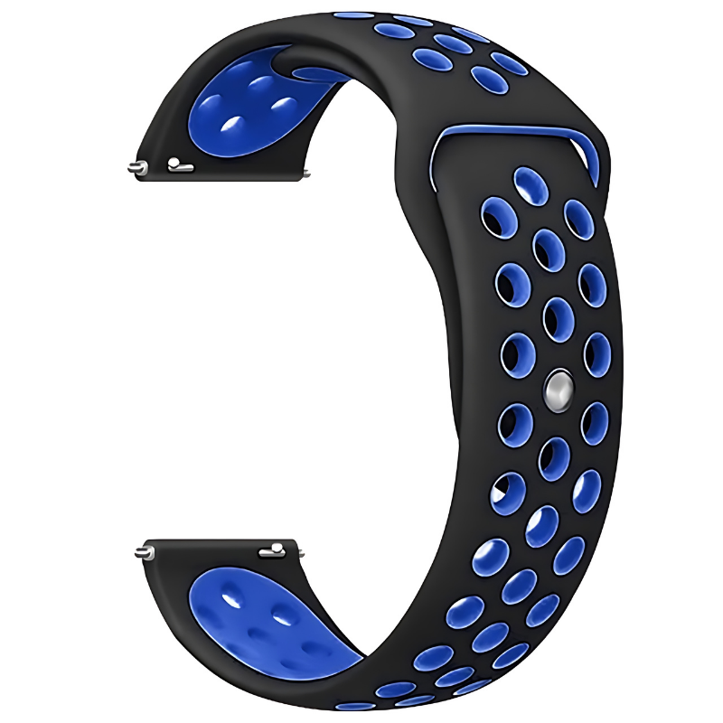 Black & Blue Active Silicone Band for Samsung Watch in 20mm/22mm