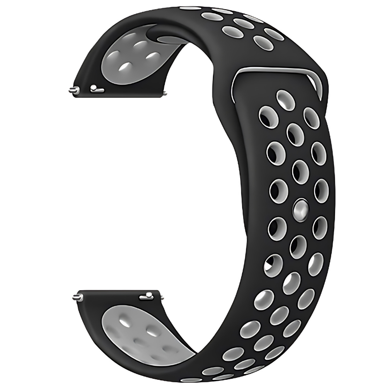 Black & Grey Active Silicone Band for Samsung Watch in 20mm/22mm
