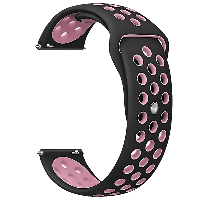 Black & Light Pink Active Silicone Band for Samsung Watch in 20mm/22mm