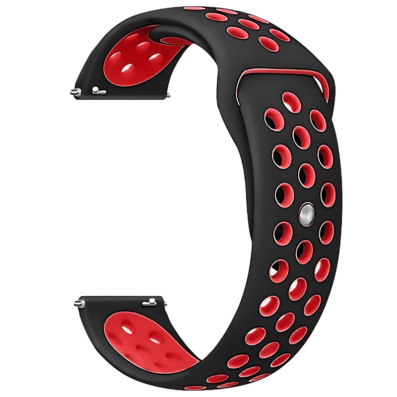 Black & Red Active Silicone Band for Samsung Watch in 20mm/22mm