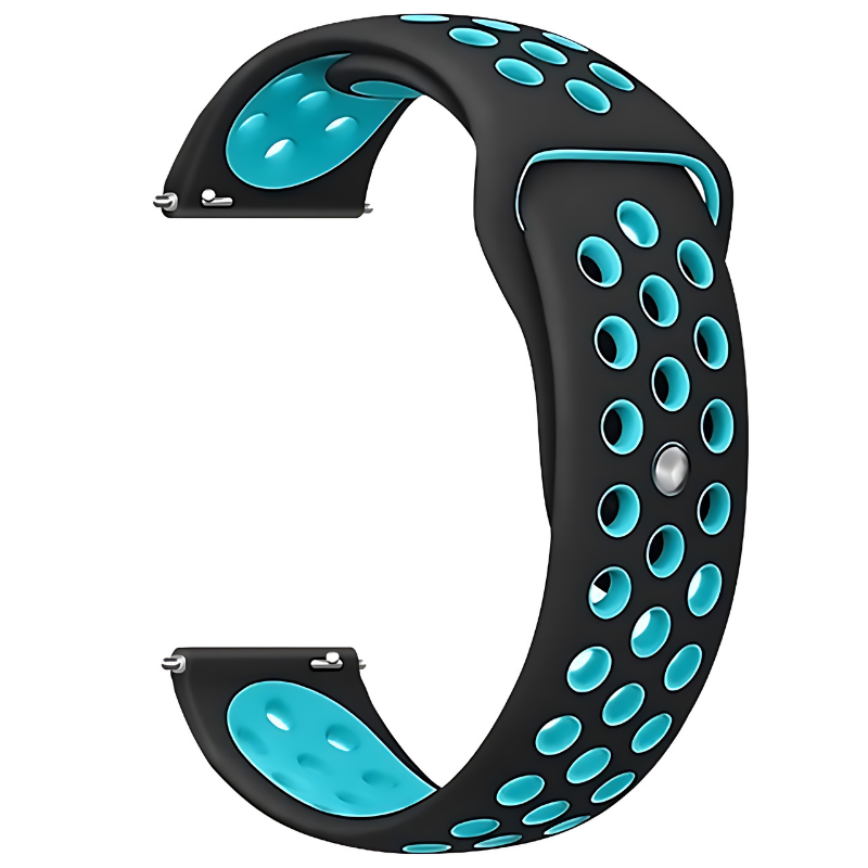 Black & Tiffany Blue Active Silicone Band for Samsung Watch in 20mm/22mm