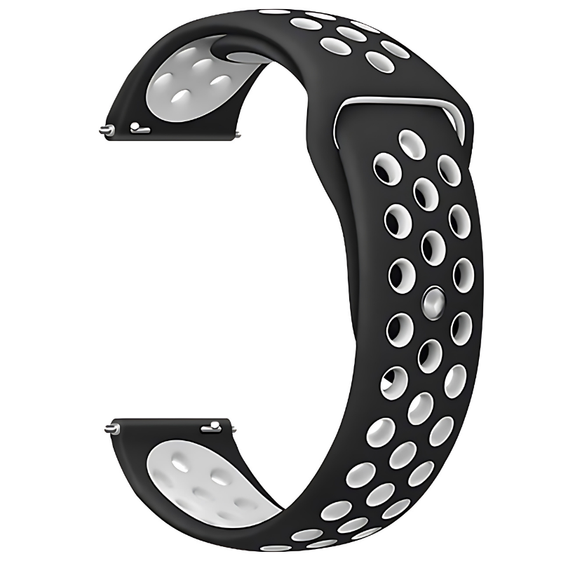 Black & White Active Silicone Band for Samsung Watch in 20mm/22mm