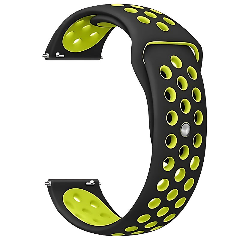 Black & Yellow Active Silicone Band for Samsung Watch in 20mm/22mm