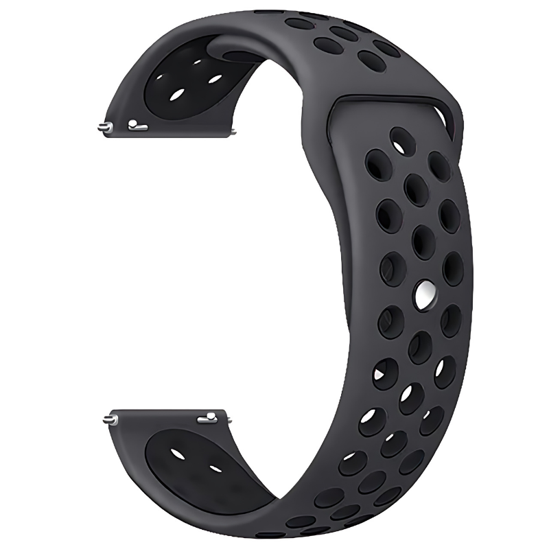 Grey & Black Active Silicone Band for Samsung Watch in 20mm/22mm