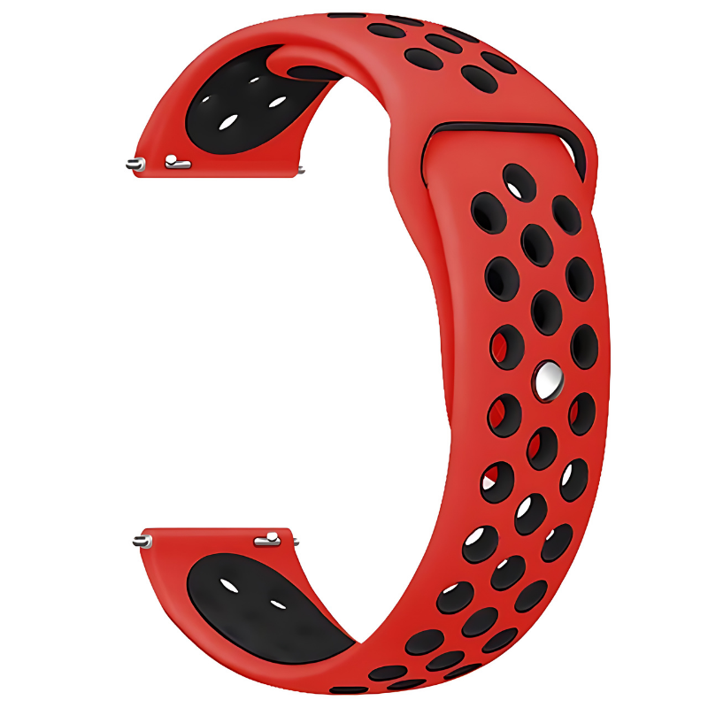 Red & Black Active Silicone Band for Samsung Watch in 20mm/22mm