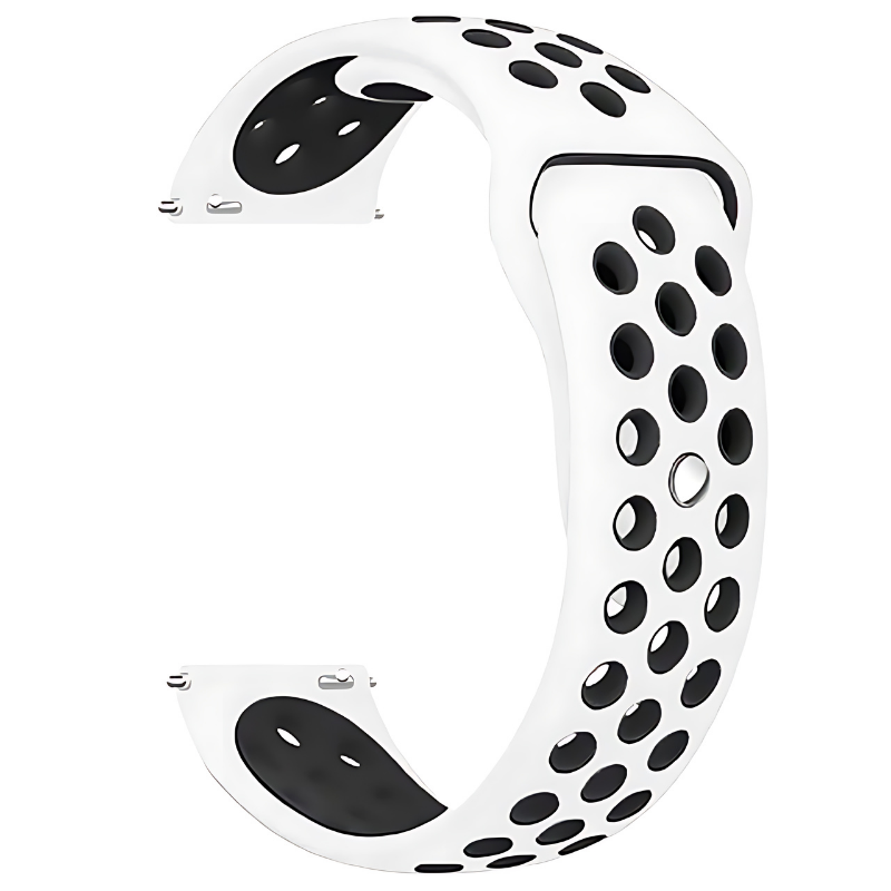 White & Black Active Silicone Band for Samsung Watch in 20mm/22mm