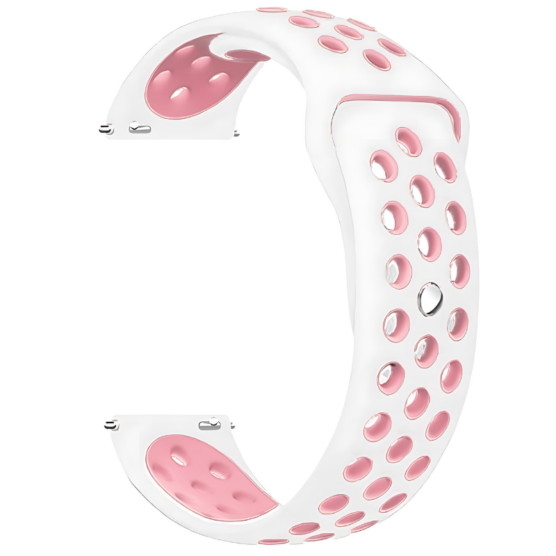 White & Pink Active Silicone Band for Samsung Watch in 20mm/22mm