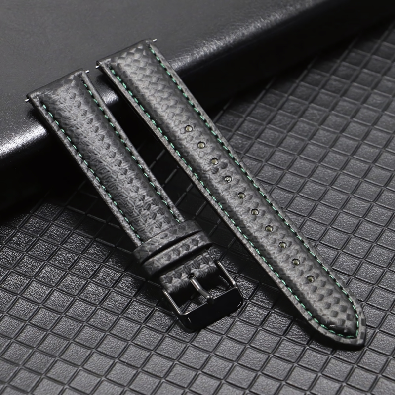 Green Carbon Fiber Leather Band for Samsung Watch in 20mm/22mm