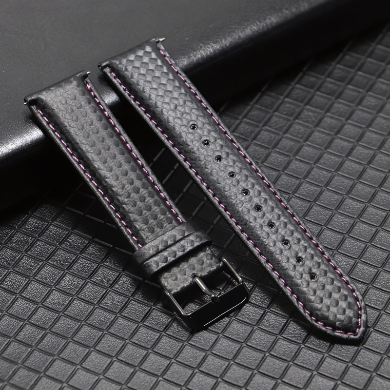 Purple Carbon Fiber Leather Band for Samsung Watch in 20mm/22mm