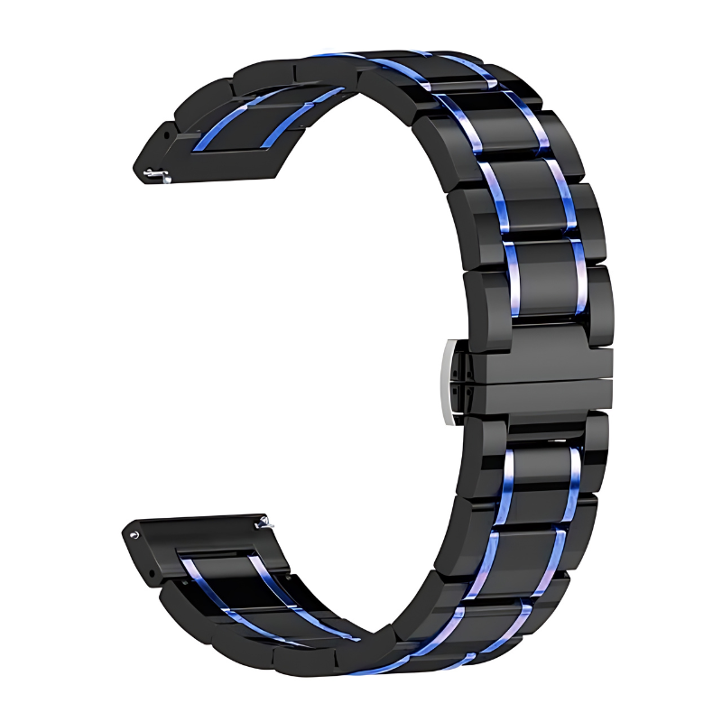 Black & Blue Ceramic Style Jubilee Band for Samsung Watch in 20mm/22mm
