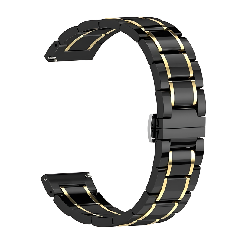 Black & Gold Ceramic Style Jubilee Band for Samsung Watch in 20mm/22mm