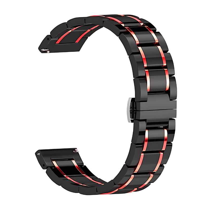 Black & Red Ceramic Style Jubilee Band for Samsung Watch in 20mm/22mm