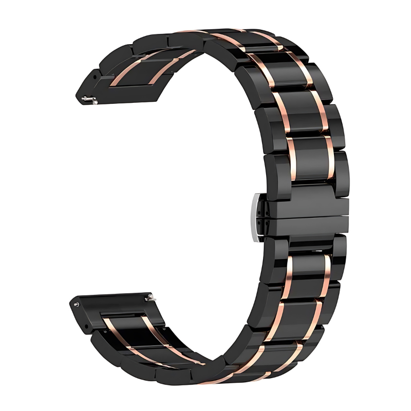 Black & Rose Gold Ceramic Style Jubilee Band for Samsung Watch in 20mm/22mm
