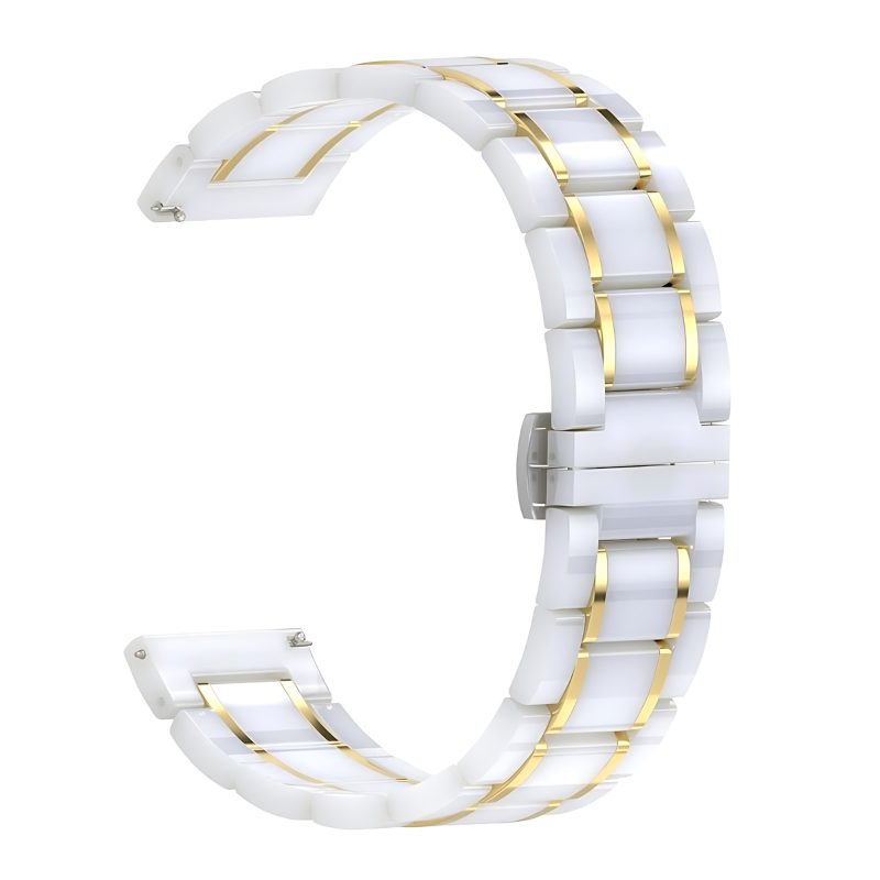 White & Gold Ceramic Style Jubilee Band for Samsung Watch in 20mm/22mm