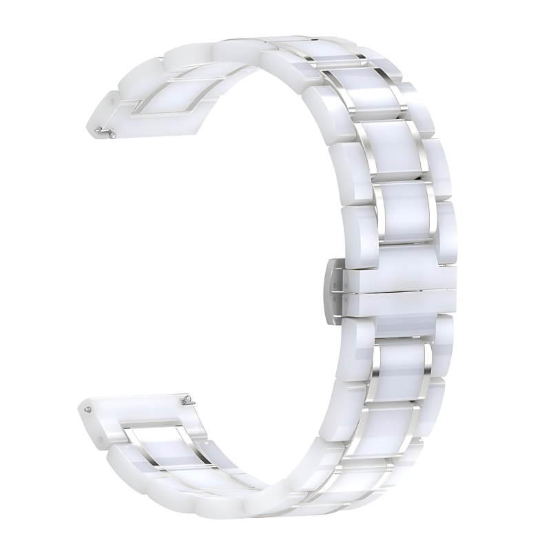 White & Silver Ceramic Style Jubilee Band for Samsung Watch in 20mm/22mm