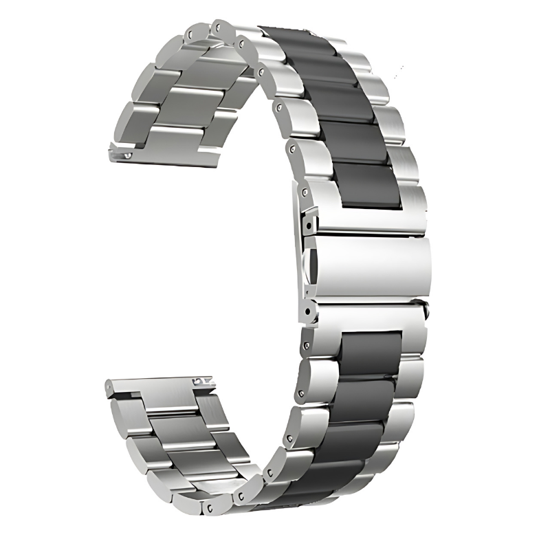 Silver & Black Chain Link Band for Samsung Watch in 20mm/22mm