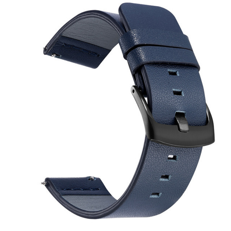 Blue Classic Leather Band with Black Buckle for Samsung Watch in 20mm/22mm