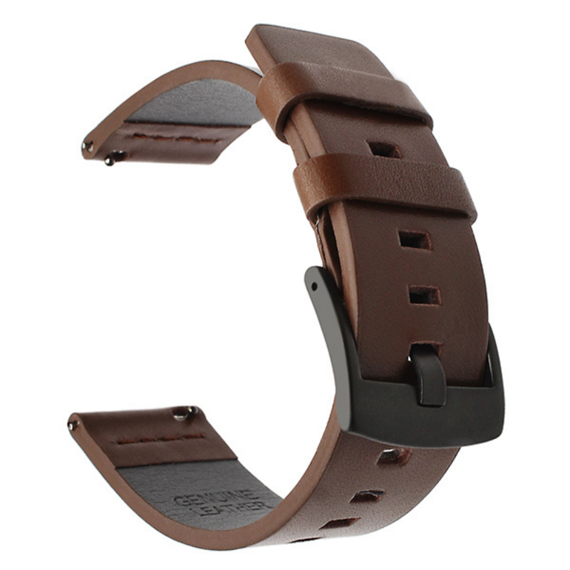 Brown Classic Leather Band with Black Buckle for Samsung Watch in 20mm/22mm