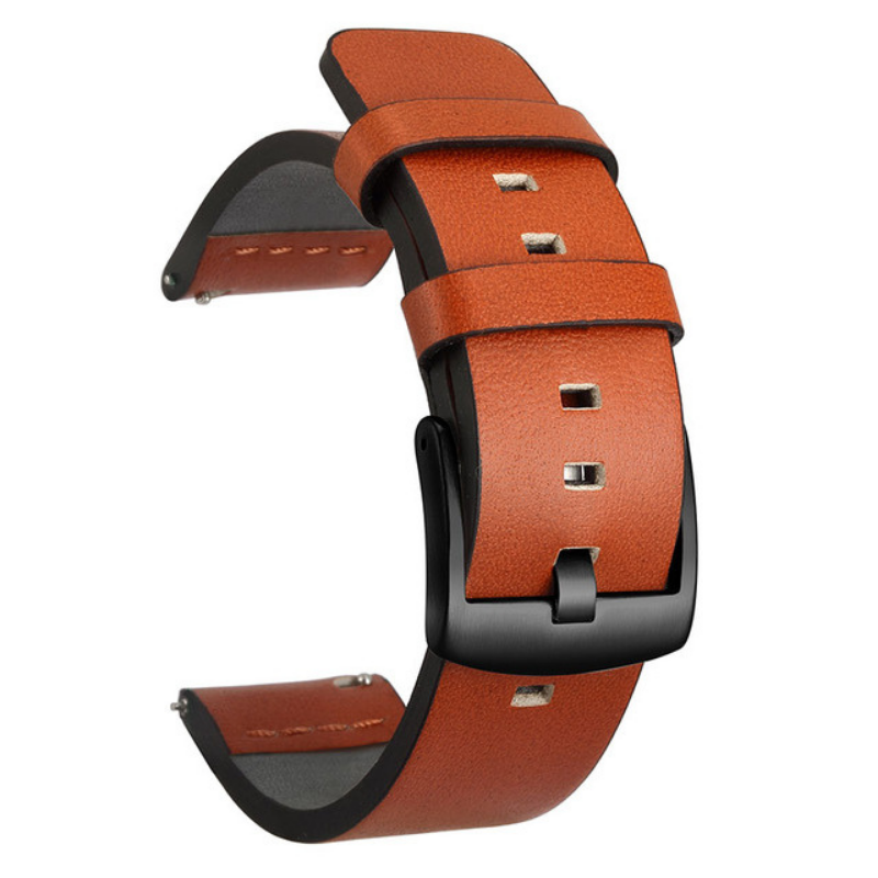 Orange Classic Leather Band with Black Buckle for Samsung Watch in 20mm/22mm