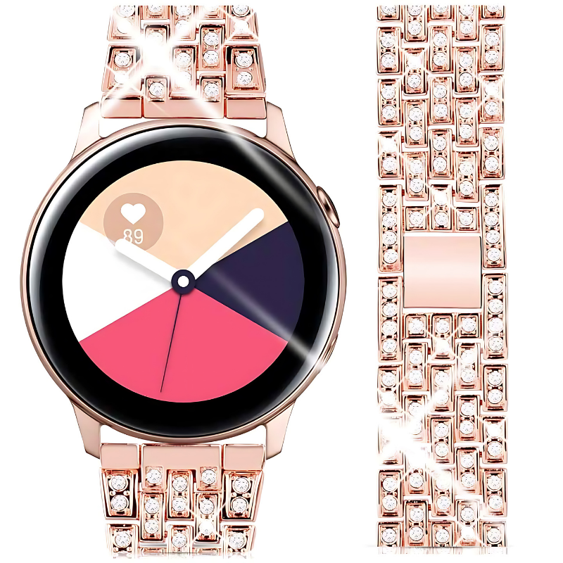 Rose Pink Diamond-Designed Jubilee Band for Samsung Watch in 20mm/22mm