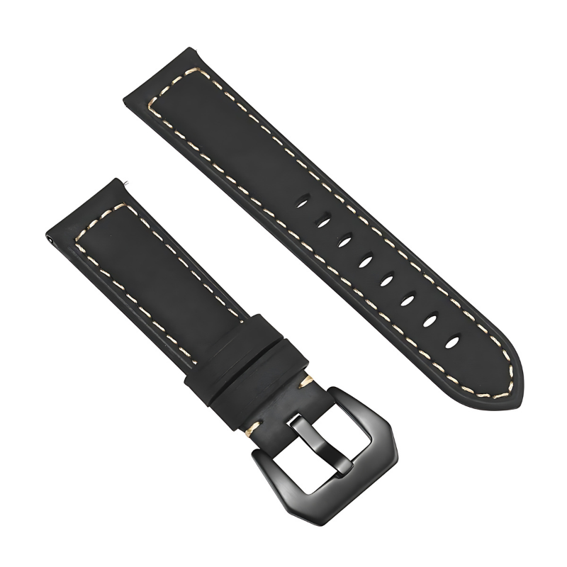 Matte Black Genuine Leather Band for Samsung Watch in 20mm/22mm