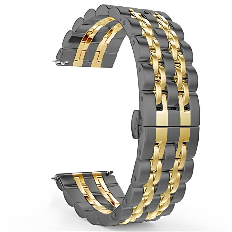 Black & Gold Jubilee Stainless Steel Band for Samsung Watch in 20mm/22mm