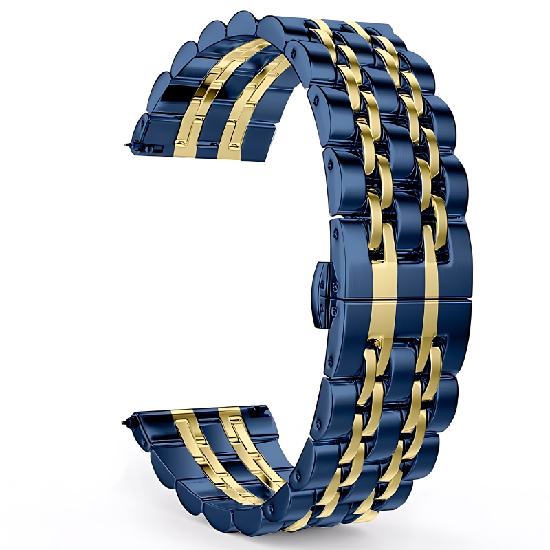 Blue & Gold Jubilee Stainless Steel Band for Samsung Watch in 20mm/22mm