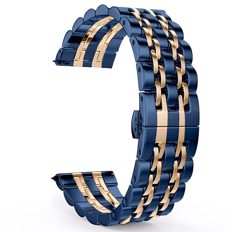 Blue & Rose Gold Jubilee Stainless Steel Band for Samsung Watch in 20mm/22mm