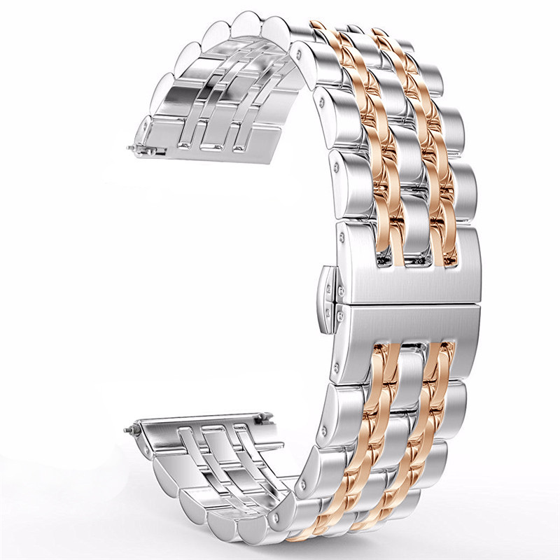 Silver & Rose Gold Jubilee Stainless Steel Band for Samsung Watch in 20mm/22mm