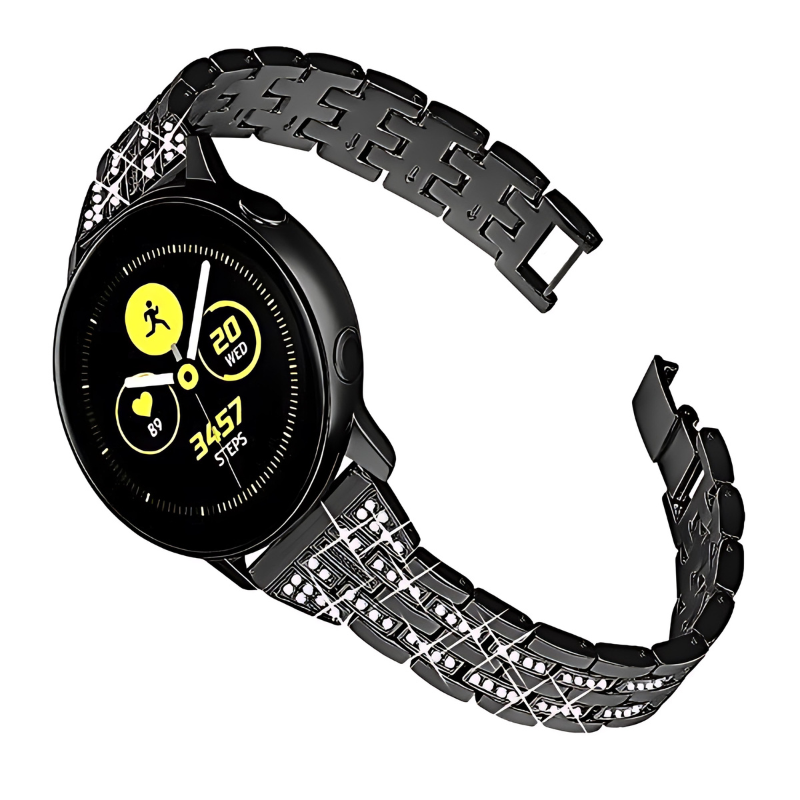 Black Luxury Diamond Steel Band for Samsung Watch in 20mm/22mm