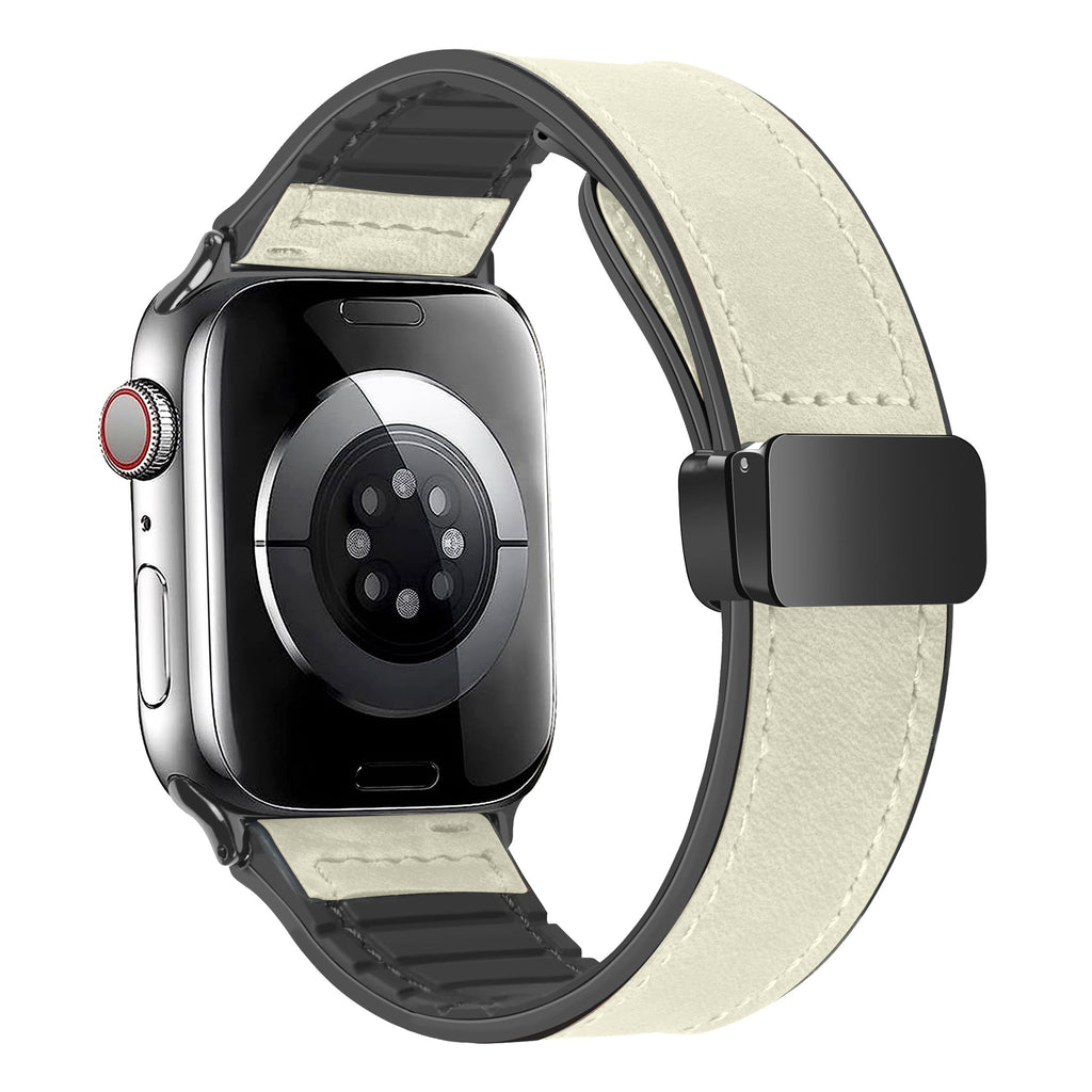 Beige Magnetic Leather Band with Silicone Lining for Apple Watch - 38mm