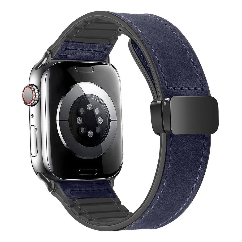 Blue Magnetic Leather Band with Silicone Lining for Apple Watch - 38mm