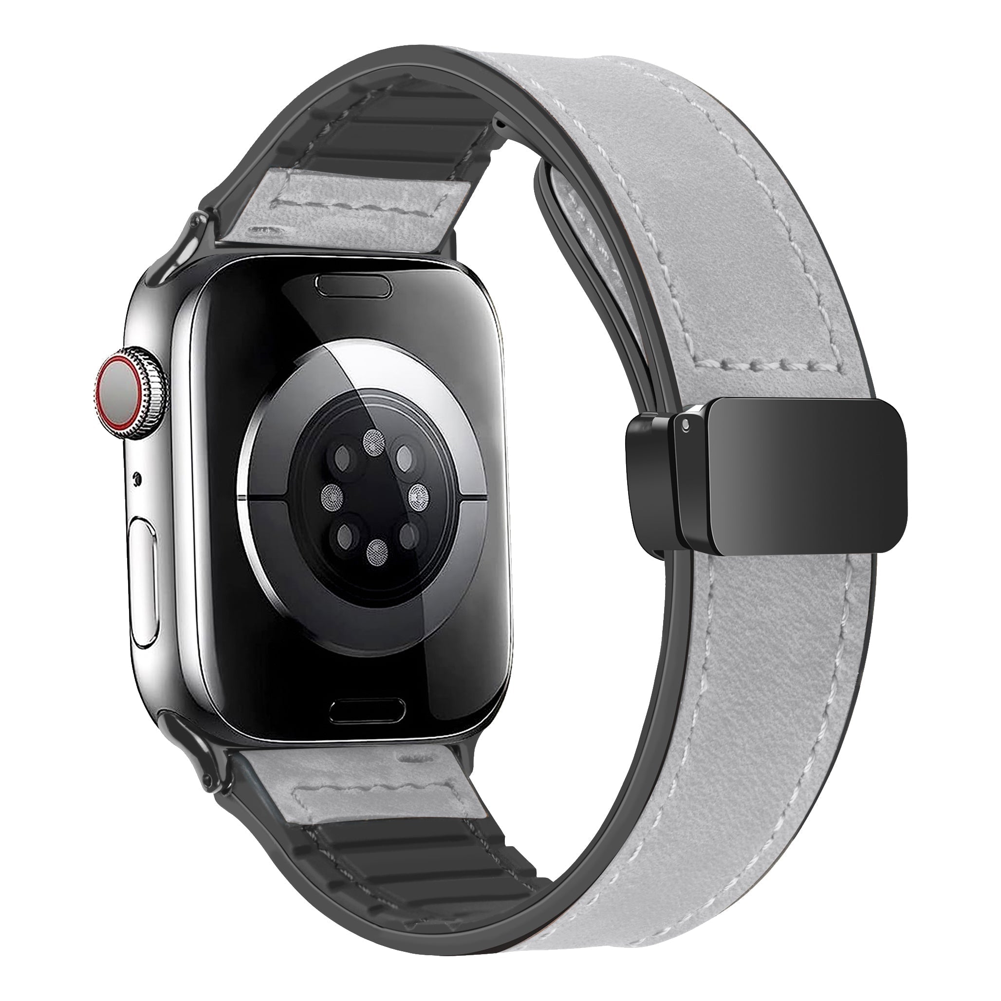 Grey Magnetic Leather Band with Silicone Lining for Apple Watch - 38mm