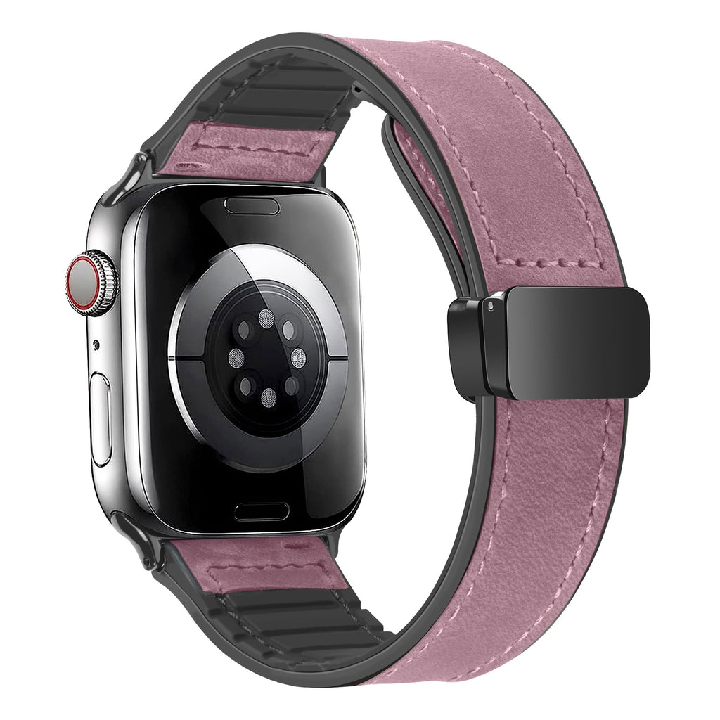 Pink Magnetic Leather Band with Silicone Lining for Apple Watch - 38mm