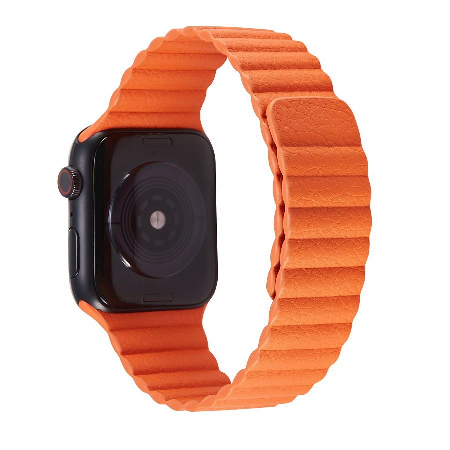 Startling Orange Magnetic Leather Link for Apple Watch - 38mm