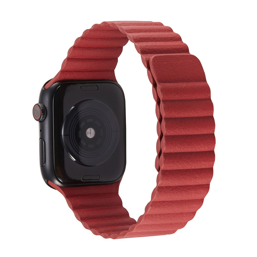 Wine Red Magnetic Leather Link for Apple Watch - 38mm