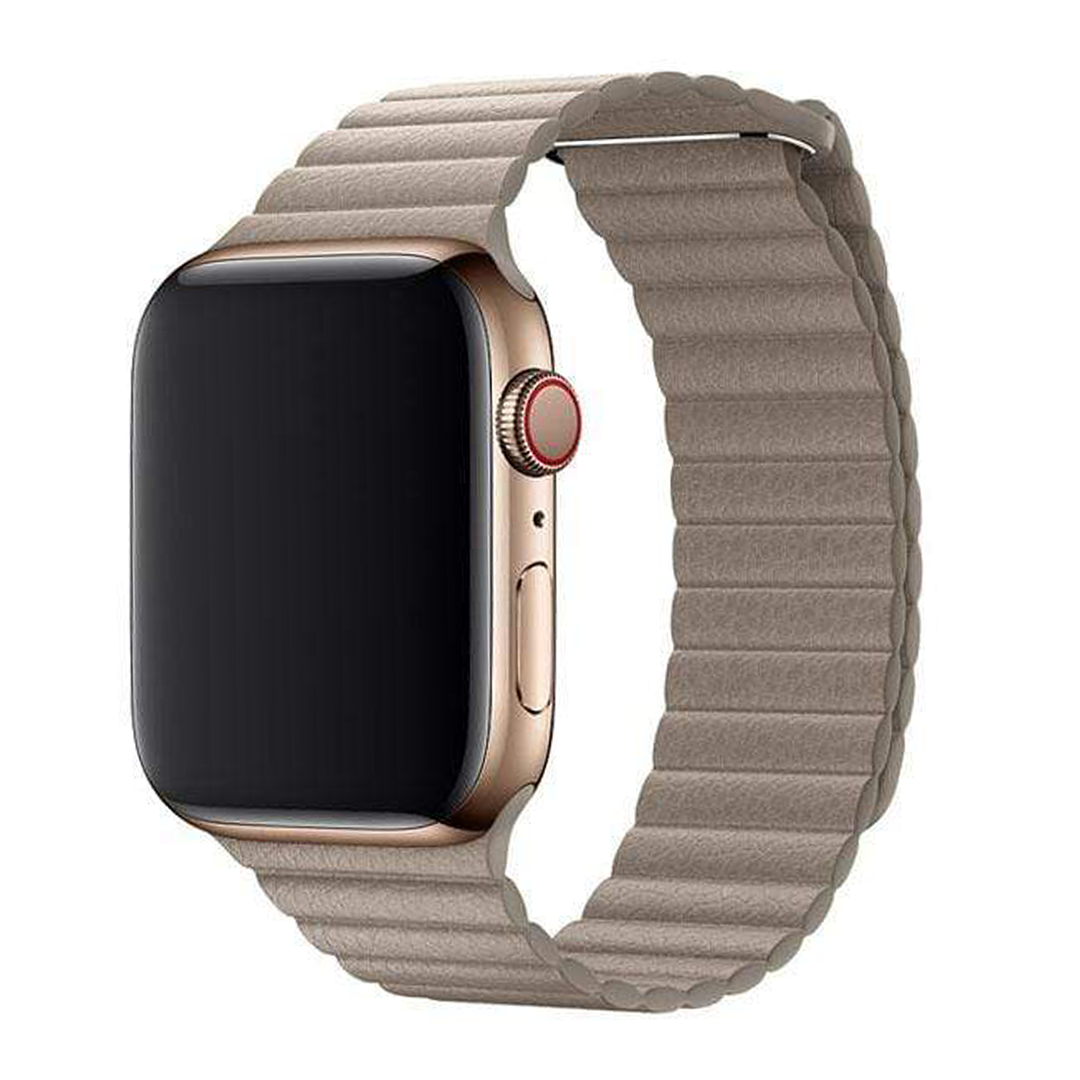 Khaki Magnetic Leather Loop for Apple Watch - 38mm