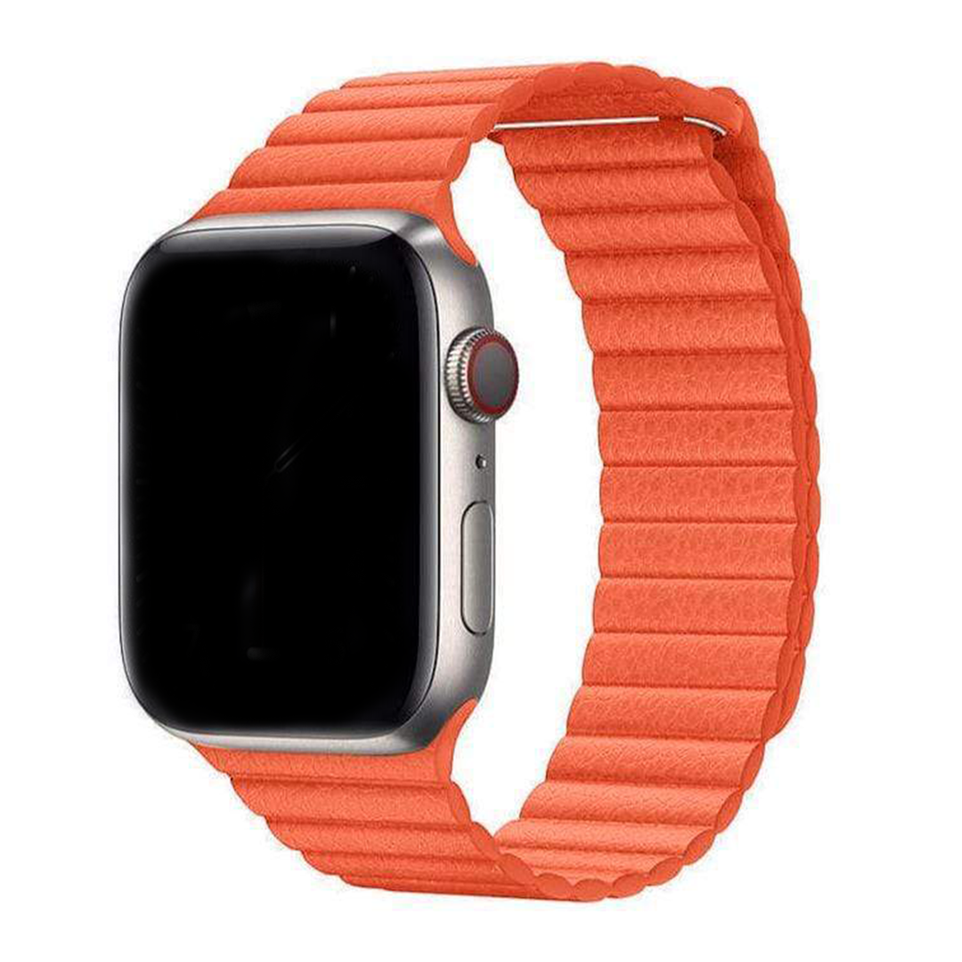 Orange Magnetic Leather Loop for Apple Watch - 38mm