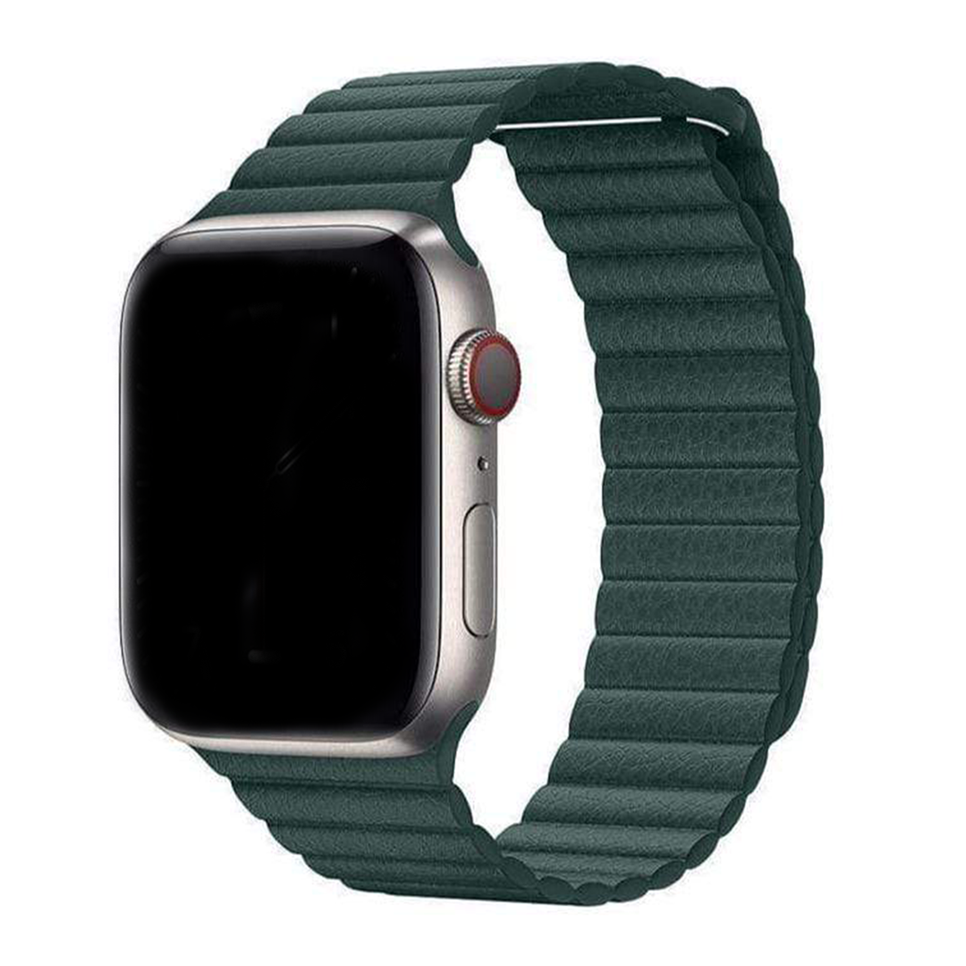 Pin Green Magnetic Leather Loop for Apple Watch - 38mm