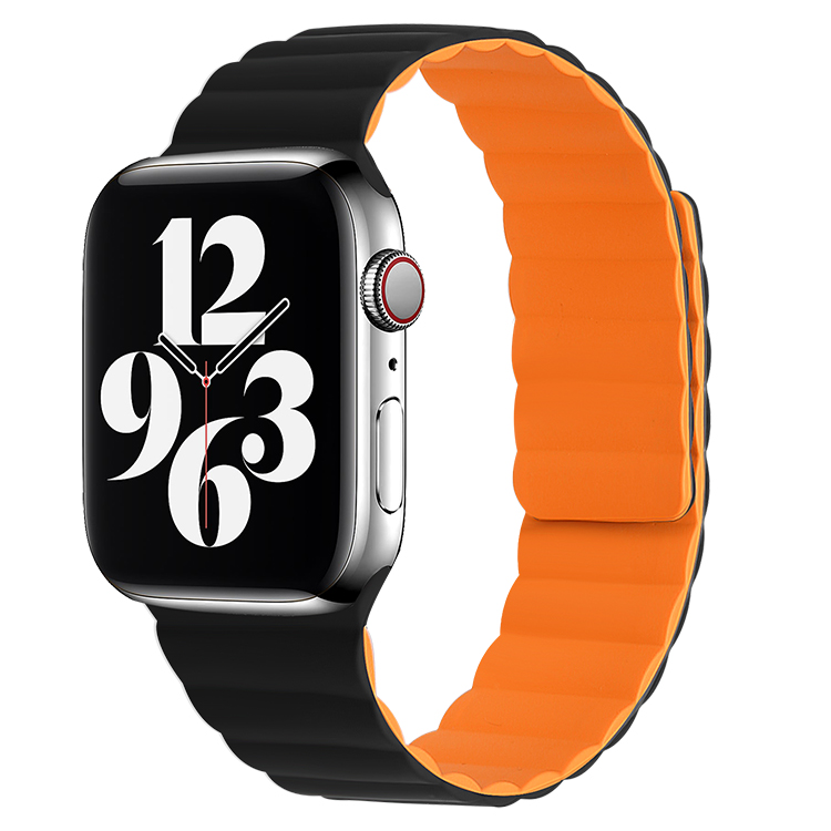 Black & Orange Magnetic Silicone Band for Apple Watch - 38mm