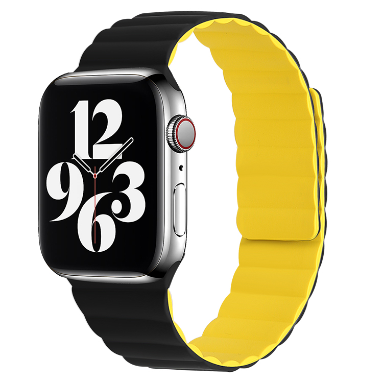 Black & Yellow Magnetic Silicone Band for Apple Watch - 38mm