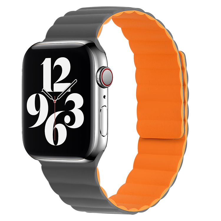 Grey & Orange Magnetic Silicone Band for Apple Watch - 38mm