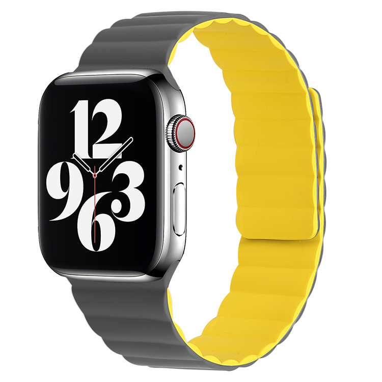 Grey & Yellow Magnetic Silicone Band for Apple Watch - 38mm