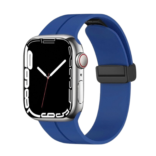 Navy Blue Magnetic Silicone Buckle Band for Apple Watch - 38mm