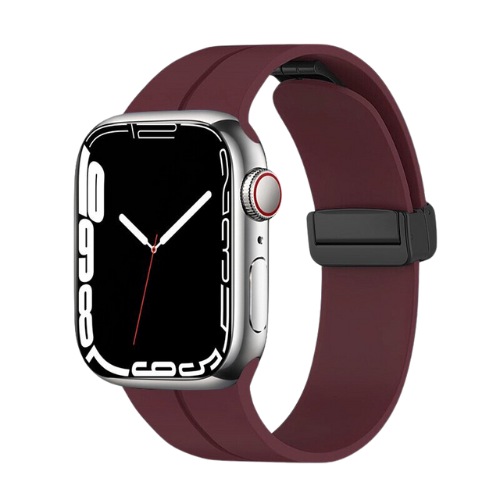 Wine Red Magnetic Silicone Buckle Band for Apple Watch - 38mm