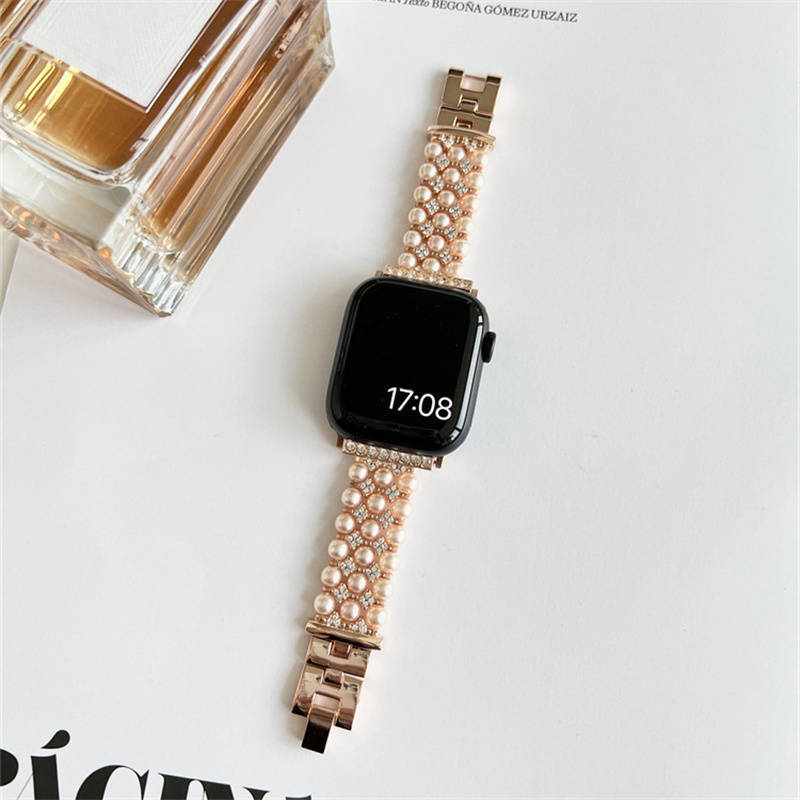 Rose Gold Pearl Link Band for Apple Watch, 38mm