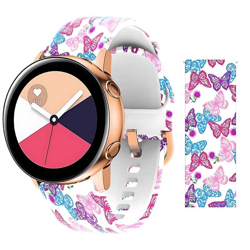 Butterfly in Color Printed Silicone Band for Samsung Watch in 20mm/22mm