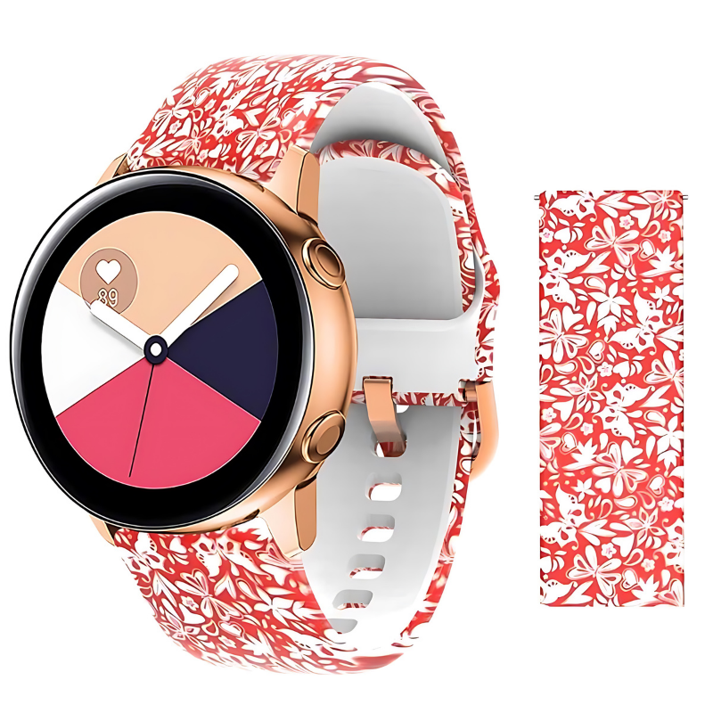 Butterfly in Red Printed Silicone Band for Samsung Watch in 20mm/22mm