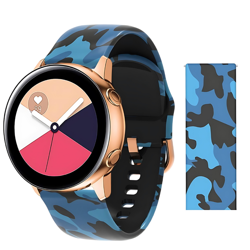 Camouflage Blue Printed Silicone Band for Samsung Watch in 20mm/22mm