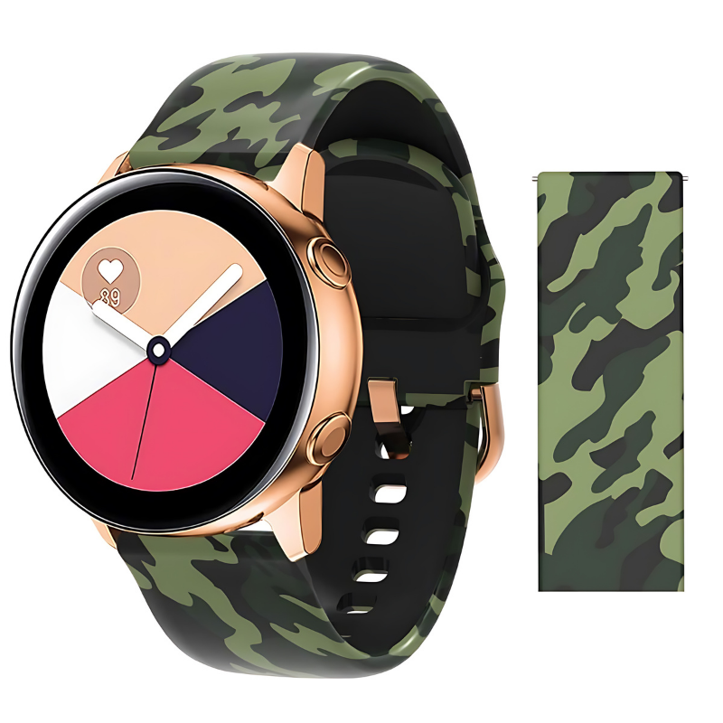 Camouflage Green Printed Silicone Band for Samsung Watch in 20mm/22mm